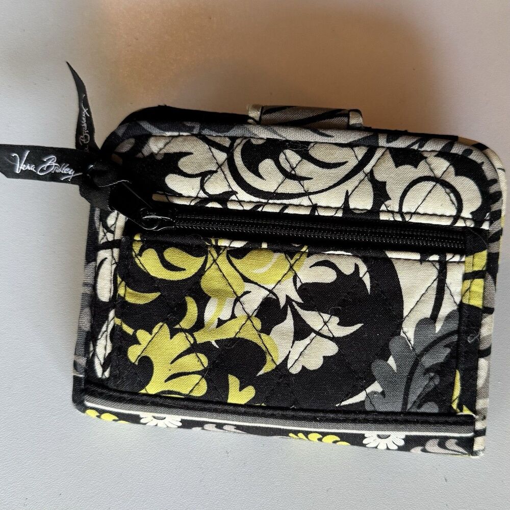 Vera Bradley Floral Quilt‎ Baroque Wallet Coin Purse Black Green 2012 - Picture 4 of 4